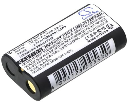 TECHTEK Battery 1600mAh compatible with [RICOH] Caplio R1, Caplio R1S, R2, RZ1, RICOH R1V, for [Kodak] Easyshare Z1012 IS, EasyShare Z1015 IS, Easyshare Z1085 EasyShare Z1485 Z612, Z712 Z812 Zoom, Z8