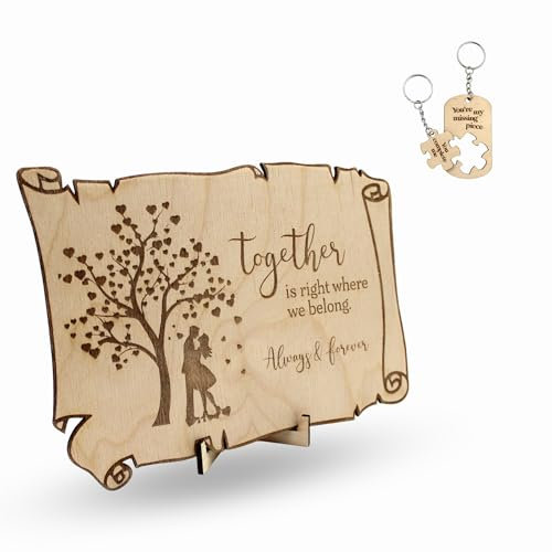 Ayurvana Pergamena di legno incisa - Regalo romantico per coppia, sposi o mariti - Frase Emotiva con albero della vita - ideale per anniversario, matrimonio, San Valentino o compleanno