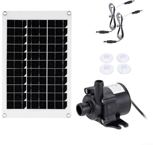 Fuente de agua solar de 12 V 50 W, kit de fuente de agua de panel solar, sistema de bomba sumergible de 50 W con altura de cabeza de 2 m para jardín, piscina, paisaje, exhibición al aire libre