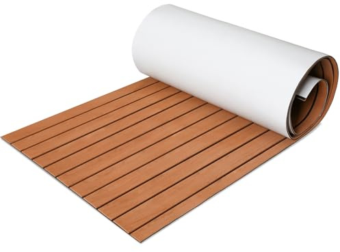 Monucep Eva Schaum Boot,240x90cm Eva Schaum Bodenbelag,DIY Floor Decking,Bodenbelag für Boote Selbstklebend,Bootsteppich,Teakholz Eva Schaum rutschfeste Matte,Braun