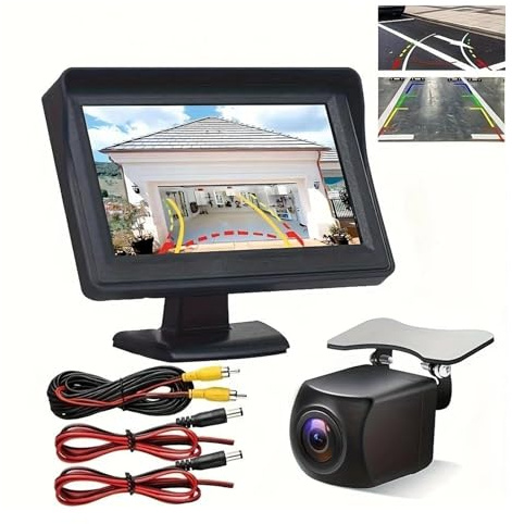 Rückfahrkameras 4,3-Zoll-Monitor, HD-Rückfahrkamera mit dynamischer Bewegungsdarstellung, beweglicher Parklinie, Nachtsichtfunktion hinten, komplettem Set Einparkhilfe