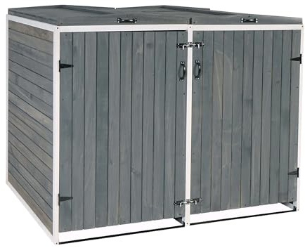 PROREGAL XL 2er-/4er-Mülltonnenverkleidung, HxBxT 126x158x98 cm, Grau-Weiß, Mülltonnenbox Mülltonnenabdeckung Holz