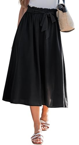 CUPSHE Midirock Damen mit Paperbag-Bund in A-Linie und Bindegürtel | hoher Paperbag-Bund, A-Linien-Schnitt, Bindegürtel, elastischer Bund, wadenlange, ausgewogene Silhouette