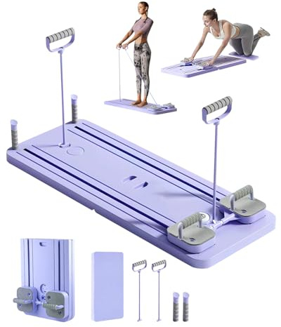 Reformer Pilates Plegable, Mini Reformer de Pilates Multifuncional con Temporizador LED y Rebote Automático, Maquina para Entrenamiento en Casa con Base Antideslizante