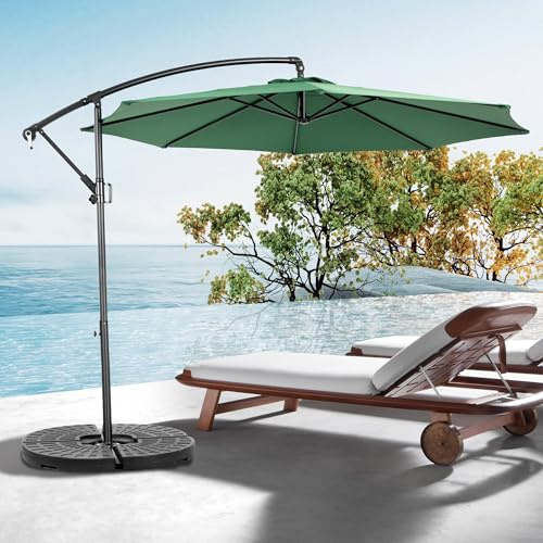 Parasol Extérieur Double Face 14.8 Pieds Rectangulaire avec Manivelle, Structure en Acier, Protection UV, Résistant à l'Eau, Jardin, Terrasse, Couleur Vert Foncé
