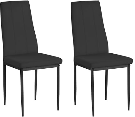Kelly Esszimmerstuhl 2er Set, Kunstleder Schwarz, Freischwinger mit Metallgestell, gepolsterter Essstuhl für Küche, Esszimmer und Wohnzimmer, 42 x 53 x 98 cm