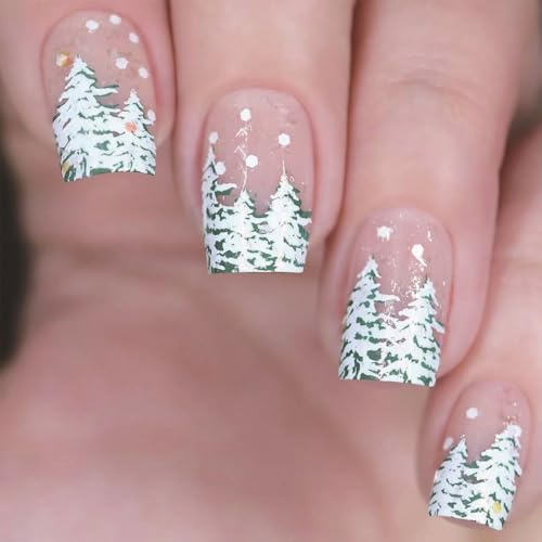 Lot de 24 faux ongles en forme de flocon de neige pour sapin de Noël