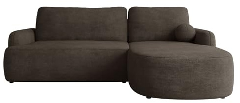 Mirjan24 Ecksofa Loridu für Wohnzimmer mit Schlaffunktion und Bettkasten, Eckcouch, L-Sofa, Polsterecke, abgerundete Kanten (Lumo 40, Seite: Rechts)
