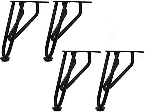IXMLDAXD des Jambes de Meubles métalliques, Pieds de Meubles en épingle à Cheveux Noirs 15-18 cm, lot 4(15cm)