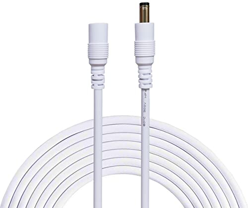 Liwinting 3m/9.84Feet DC Verlängerungskabel 5.5 mm x 2.1 mm DC Anschlusskabel DC/Gleichstrom Verbinderkabel DC Verteiler Männlich zu Weiblich Verbinder für Netzteil, LED, CCTV-Kamera Power - Weiß