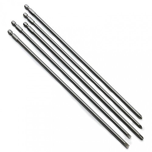 J & R Qualitäts-Tools Schraubendreher-Bit-Set, superlang, S2, 30,5 cm, 5-teilig