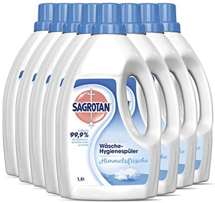 Sagrotan Wäsche-Hygienespüler Himmelsfrische – Desinfektionsspüler für hygienisch saubere und frische Wäsche – 8 x 1,5 l Reiniger im praktischen Vorteilspack
