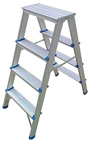 DOMUS SGABELLO ALLUMINIO DOPPIA SALITA SCALA SCALETTO 4 GRADINI PORTATA 150 KG
