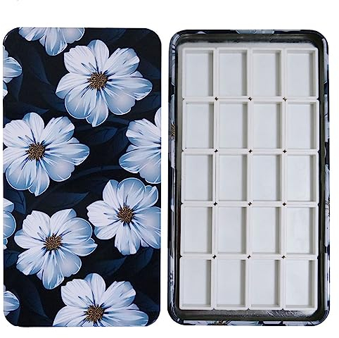 FCLUB 20-Well Empty Watercolor Palette, Magnetic Strips, Lightweight Metal, Paint Holder, DIY Travel Watercolor Kit