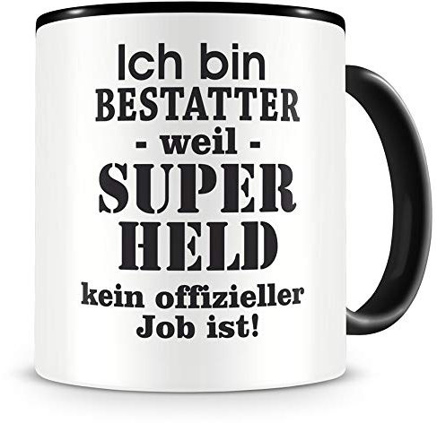 Samunshi® Bestatter Tasse mit Spruch Geschenk für Bestatter Mann Frau Kaffeetasse groß Lustige Tassen zum Geburtstag schwarz 300ml