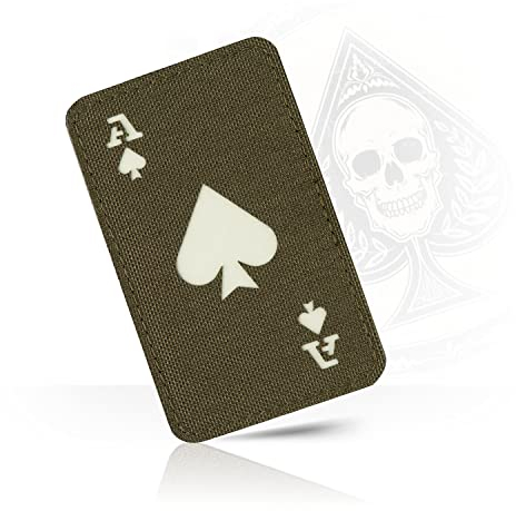M-Tac Ace of Spades Patch Death Card Taktischer Moral-Patch für Militärausrüstung Armee-Patches für Kleidung, Jacken, Rucksäcke, Hüte Combat Hook and Loop Patches (Ranger Green/GITD)