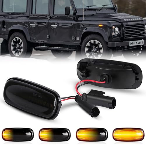 OZ-LAMPE LED Dynamic Side Indicator Compatible for Land Rover Discovery 2 Defender Freelander 1, 2Pcs Amber Car Turn Signal Light Smoked Lens, Canbus Error Free Sequential Side Marker Blinker