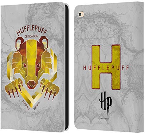 Head Case Designs Offizielle Harry Potter Hufflepuff Deathly Hallows IV Leder-Wallet-Hülle Kompatibel mit Apple iPad Air 2 (2014)