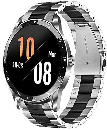 LvBu Armband Kompatibel mit Blackview X1, Classic Edelstahl Uhrenarmband für Blackview X1 Smartwatch (Silber-schwarz)