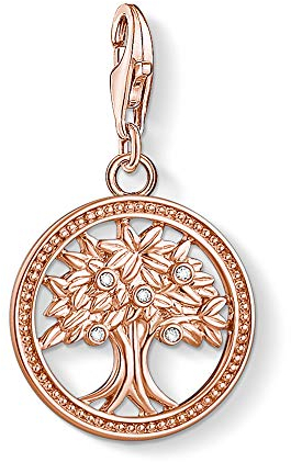 Thomas Sabo Charm-Anhänger, Sterlingsilber, vergoldet, Zirkonia, Lebensbaum, roségold