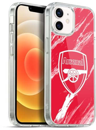 Head Case Designs Officially Licensed Arsenal FC Red Marble Crest Patterns Gel Case [Military Grade Protection] Compatible with Apple iPhone 12 / iPhone 12 Pro and Compatible with MagSafe