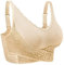 iClosam Womens Sports Bra Front Cross Side Buckle Push Up Bra Sexy V-Neck Lace Bralette Wireless Yoga Running Lounge Bra with Removable Pads M-XXXL Nude