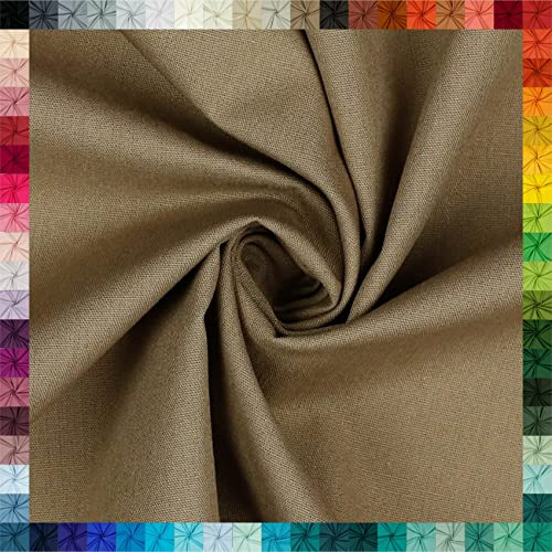 VmG-Store Baumwollstoff Uni 100% Baumwolle Oeko-Tex Meterware ab 50cm über 70 Farben zur Auswahl (038 Taupe, 50 x 148cm)