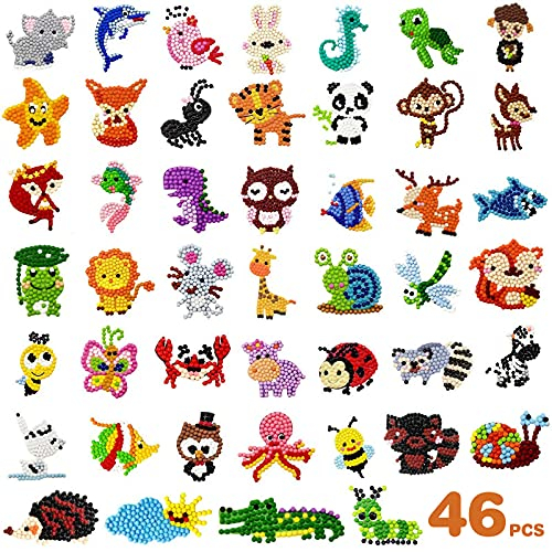 Comius Sharp 5D Diamond Painting Set, 46 Stück Diamond Painting Set Tiere, Diamant Malerei Kits, DIY Tiermalerei Tiere Diamant Aufkleber Kit Geschenke für Jungen und Mädchen (02)