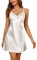 Marvmys Camicie Notte Donna Seta Camicie Notte Sexy Estive Scollo a V in Pizzo Tinta Unita Senza Maniche Lingerie Sottoveste con Spalline Sottili Regolabili S-XXL