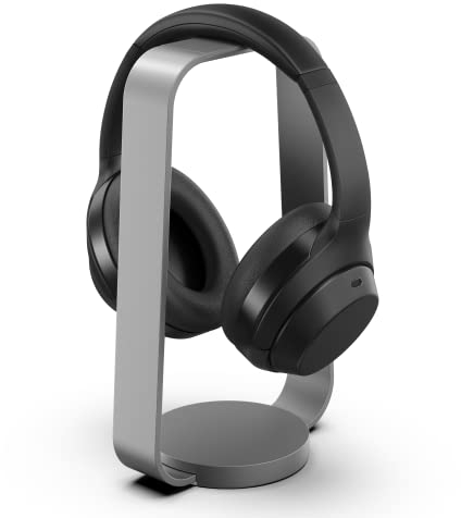 humancentric Headphone Stand Headset Holder in Space Gray, Weighted Aluminum Headphone Holder, Desk Headphone Hanger Displays and Holds Headsets, Works with Most Headphone Brands and Sizes