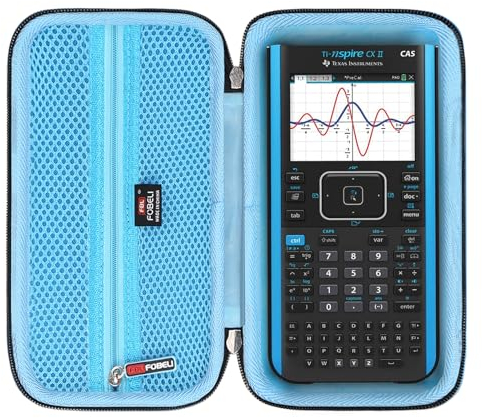 FBLFOBELI Hartschalenkoffer für Texas Instruments TI-84 Plus CE/TI-84 Plus/TI-Nspire CX II CAS/TI-83 Plus/TI-89 Titanium/TI-85/TI-86/Casio fx-9750GIII Farbgrafikrechner (schwarz + blau)