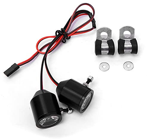 Tiiyee Aluminum Alloy 3W RC Searchlight Kit, High Brightness Spotlight with R Buckle Upgrade Brackets Universal Fit for 1/5 1/7 1/8 1/10 Scale Crawler Cars Boats Trucks