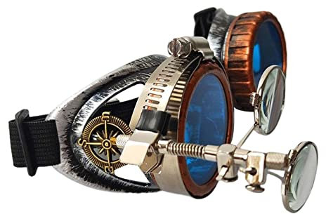 Amagogo Frauen Männer Steampunk Brille Punk Foto Prop Farbige Linsen Brillen, Blau