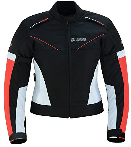 BI ESSE Jacke aus Stoff für Motorrad und Roller, für Reisen, mit Belüftung, für Damen, rot, L