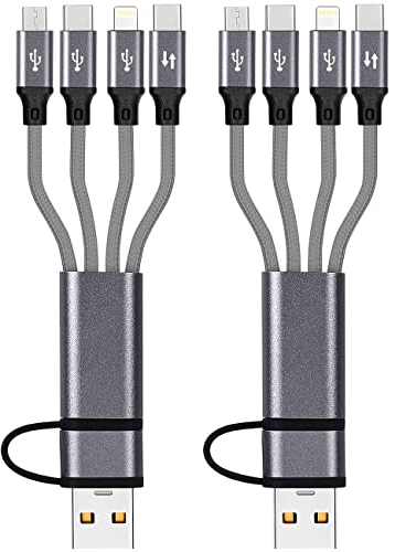 Callstel USB C Hub: 2er-Set 8in1-Lade- & Datenkabel USB-C/A zu C/Micro-USB/Lightning, 30cm (multifunktionales Ladekabel, Notebook Air Ladekabel, Kopfhörer Adapter)