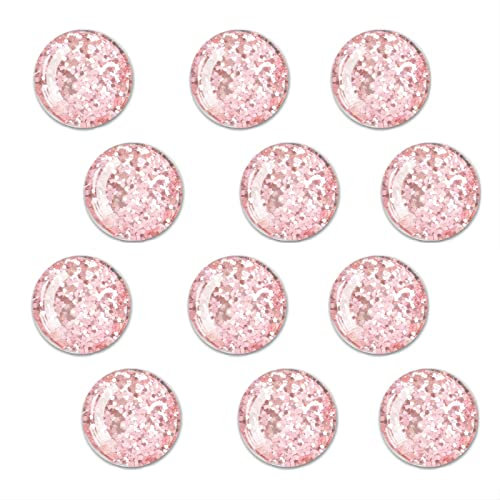 OQUYDEA Funkelnde Glasmagnete – 12 Stück Kristall-Starke Kühlschrankmagnete für Büro, Whiteboard, Schrank und Geschirrspüler, Dekoration, rosa