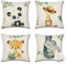 Ohok Wasserdicht Kissenbezug 45x45 cm, 4er Set Dekorativ Outdoor Kissenhülle Deko Sofakissen Couchkissen Zierkissenbezüge für Sofa Wohnzimmer Balkon Garten Auto (Süße Tiere)