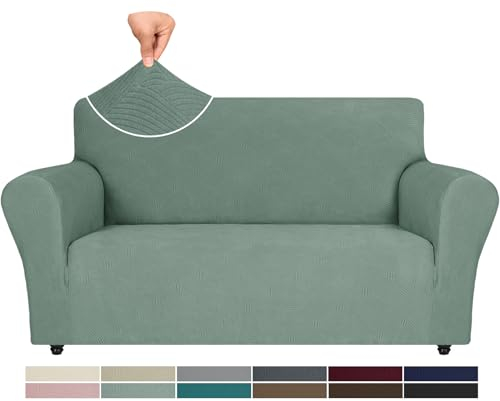 Ystyle Stretch Sofabezug, Sofa Überzug 2 Sitzer, Sofaschoner rutschfest, Elastisch Couch Überzug Mit Armlehnen, Sofa Cover Sofahusse Koltuk Örtüsü Sofaüberwurf Couch Überwurf, Hellgrün