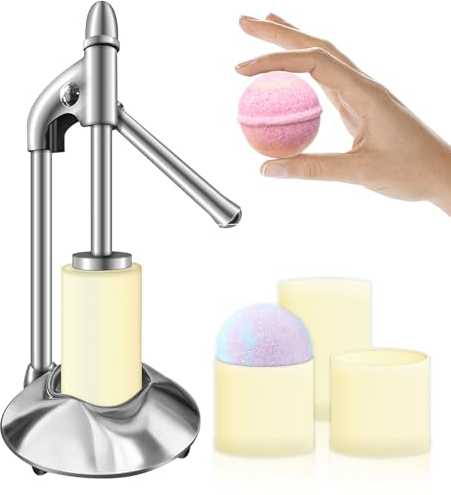 Dsyisvia Edelstahl-Badebomben-Presse-Maschine mit Badebomben-Form-Set, Form und Badebomben-Presse für DIY-Herstellung, zum Basteln von handgefertigten Spa-Sprudel-Badebomben, DPS-1, Silberfarben