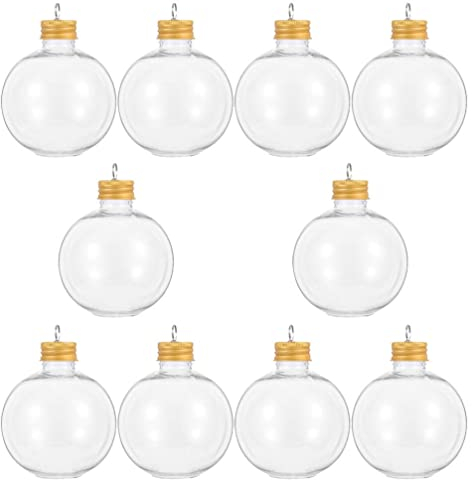 IMIKEYA 10 Stücke Plastik Saftflaschen zum Befüllen Transparente Befüllbare Weihnachtskugeln Bonbonglas mit Deckel Weihnachtsbaum Kugeln Leere Milchflaschen Smoothie Flaschen Plastikflaschen