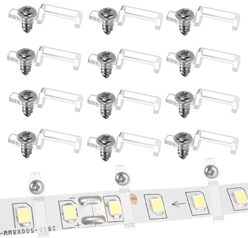 Sliverdew 100 Stück Led Strip Befestigung Clips Licht Montagehalterung Clips 10 mm LED Streifen Halterung mit 100 Schrauben Durchsichtig Befestigungsclip für LED Strip