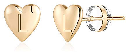 TINGN Buchstaben Ohrringe Silber 925 Damen Mädchen, Herz Ohrringe Mädchen Medizinische Ohrringe Gold Ohrringe Mädchen Ohrringe mit Buchstaben L Kinder Ohrschmuck Geschenke für Frauen Mädchen Tochter