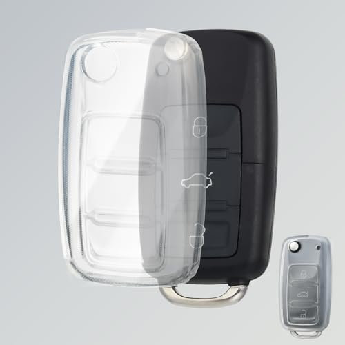 OFFCURVE Schlüsselhülle Transparent Autoschlüssel Hülle, Schlüsselcover Schlüsselgehäuse für VW Volkswagen Polo Golf 4/5/6 Multivan T5 Caddy Jetta Bora Superb Passat Skoda Fabia Seat Ibiza