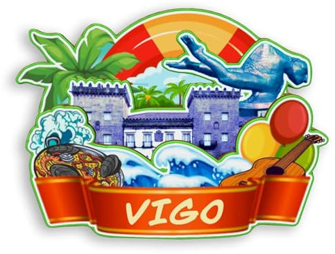 Quwsne Imán para nevera Vigo España, imán para nevera, recuerdos de viaje de ciudad, regalos turísticos, monumentos clásicos 3D, hechos a mano, decoración del hogar, 1553, QS-WC-1553