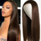 Unipearl Glatt Echthaar Perücke 5x5 HD Lace Front Wig Human Hair 75cm（30 Zoll）,#2 Dunkel Braun Straight Glueless Wig 100% Brasilianisches Echthaar Perücken für Damen 150% Dichte