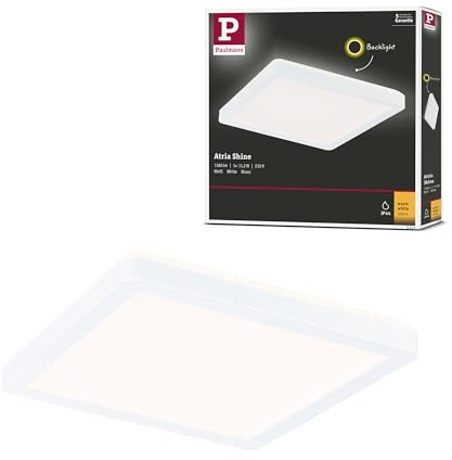 Paulmann 71154 LED Panel Atria Shine Backlight IP44 eckig 190x190mm 11,2W 900lm 3000K Weiß Deckenleuchte