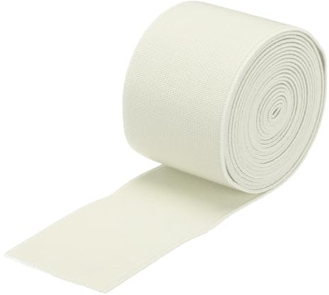 QUARKZMAN 5cm Gummiband Breit zum Nähen, 2.5 Meter Elastic Rubber Band, Breites Gummiband für Hosen, Bund, Stoffe zum Nähen (Cremeweiß)