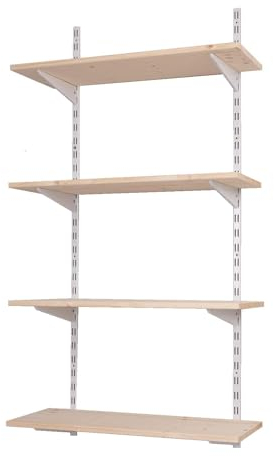 BOOMET · Wandregal Metall mit Boden · Regal in 46 Varianten · Höhe: 100 cm · 3 Ebenen in 80 x 30 cm (B x T) · Farbe: weiß · Wandschienen Regalsystem · Regalträger Schienensystem