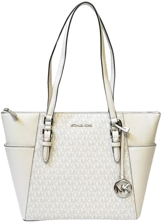 Michael Kors Charlotte Große Tragetasche mit Reißverschluss oben, Optisches Weiß, Large