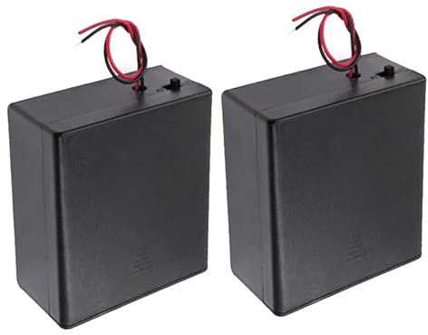 hrsyyl 2pcs D Battery Holder 2 Slot D Size Battery Holder Cell Contain Two Wires with Cover and Switch